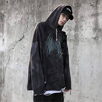 Amazon.co.jp: 破壊された破れた破れたフード付きスウェット